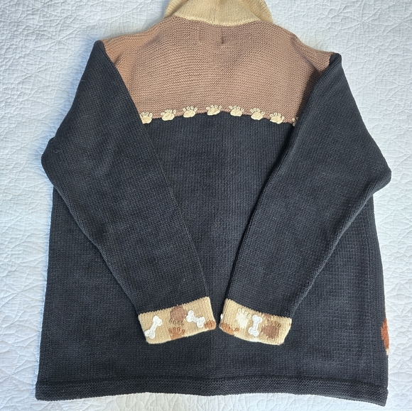 Storybook Knits Dog Motif Heavyweight Knit Cardigan Sweater Bone Buttons 1X - Picture 11 of 16